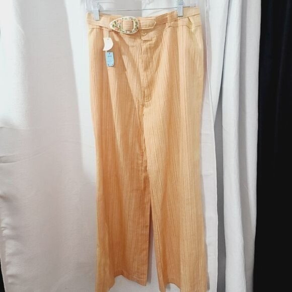 Deadstock 1960's Peach Super High Rise Super Wide Leg Mushroom Belt Pant - Picture 1 of 17